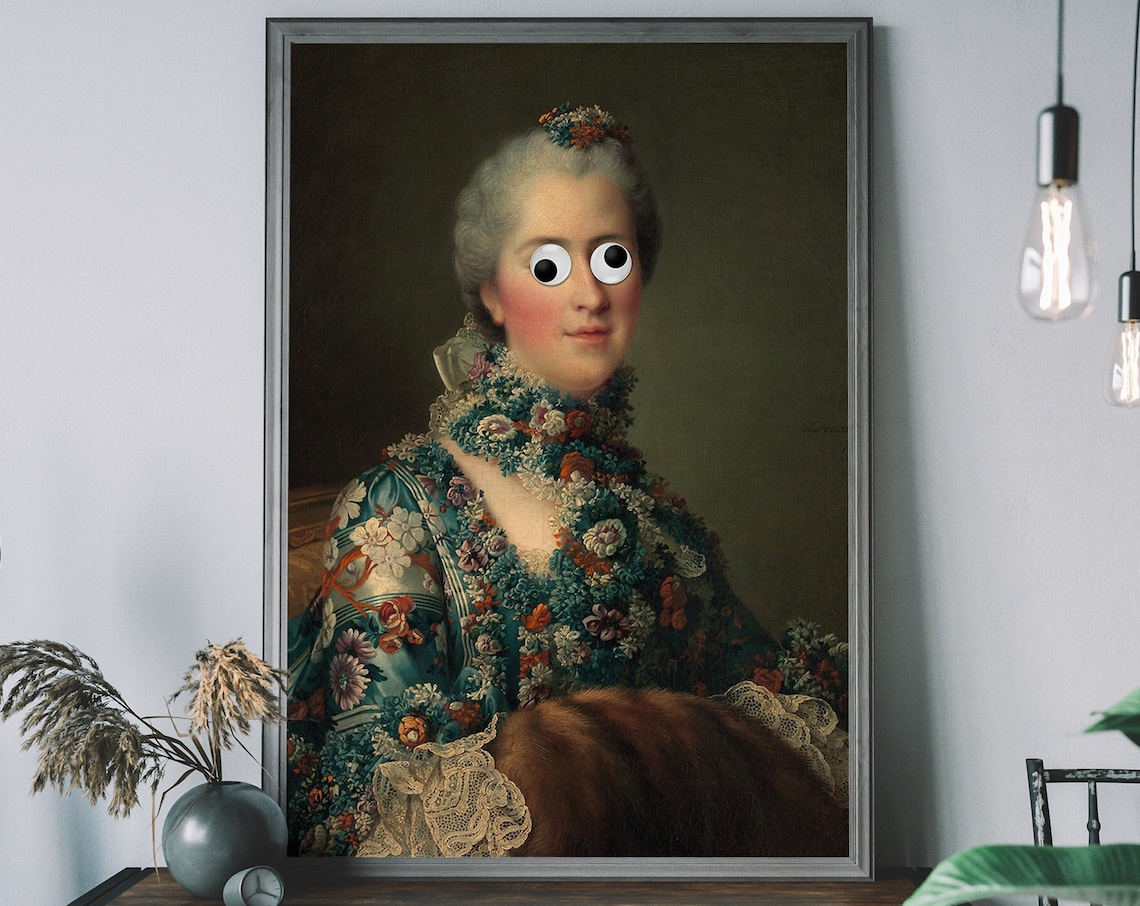 Vintage Victorian Portrait With Googly Eyes Art Print