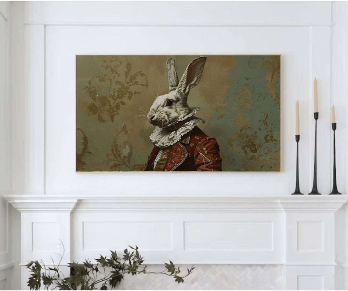 Easter Bunny Antique Frame Decor, Altered Art - Image 2