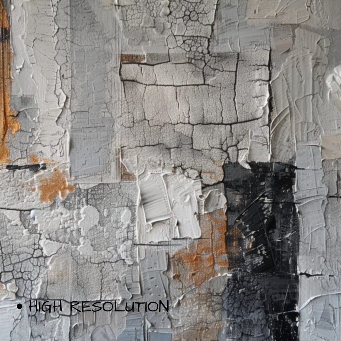 Neutral Abstract Textured Art Gray Gold Plaster Vintage Poster - Image 3