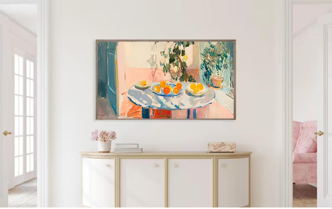 Mediterranean Orange Citrus Still Life Summer Table Art Poster - Image 2