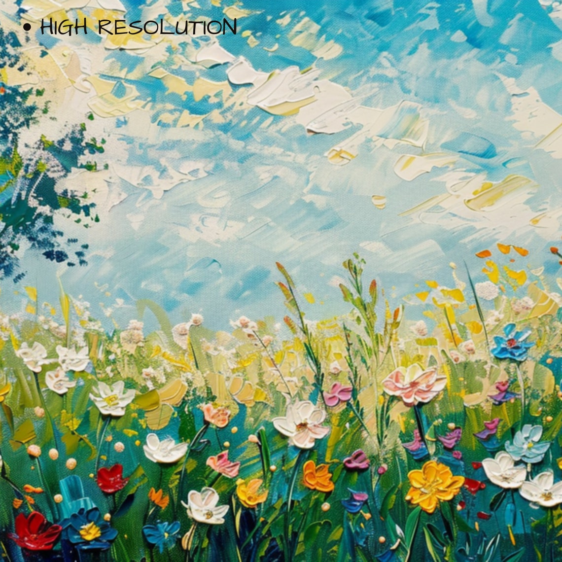 Spring Frame Tv Art Wildflower Field Oil Painting Flower Meadow Neutral Farmhouse Decor Country Oil Painting - Image 3
