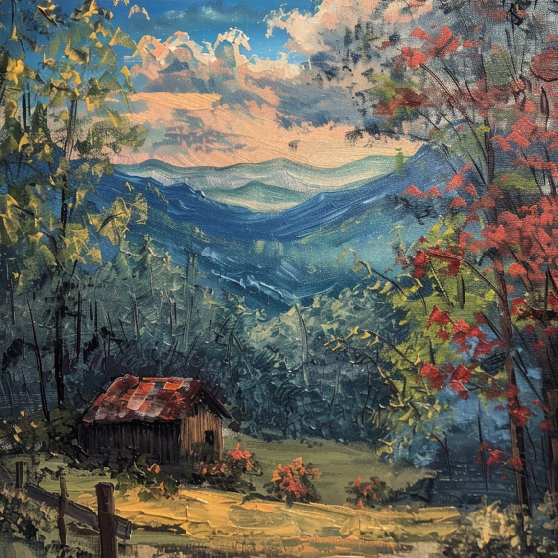 Rustic Country Wall Art Vertical Landscape Painting Vintage Prints Art Print Retro Posters Classic Decor - Image 3