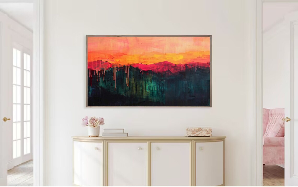 Abstract Sunset Wall Art Tv Sunset Over Mountains Abstract Frame Tv Art For Frame Frame Tv Art - Image 2