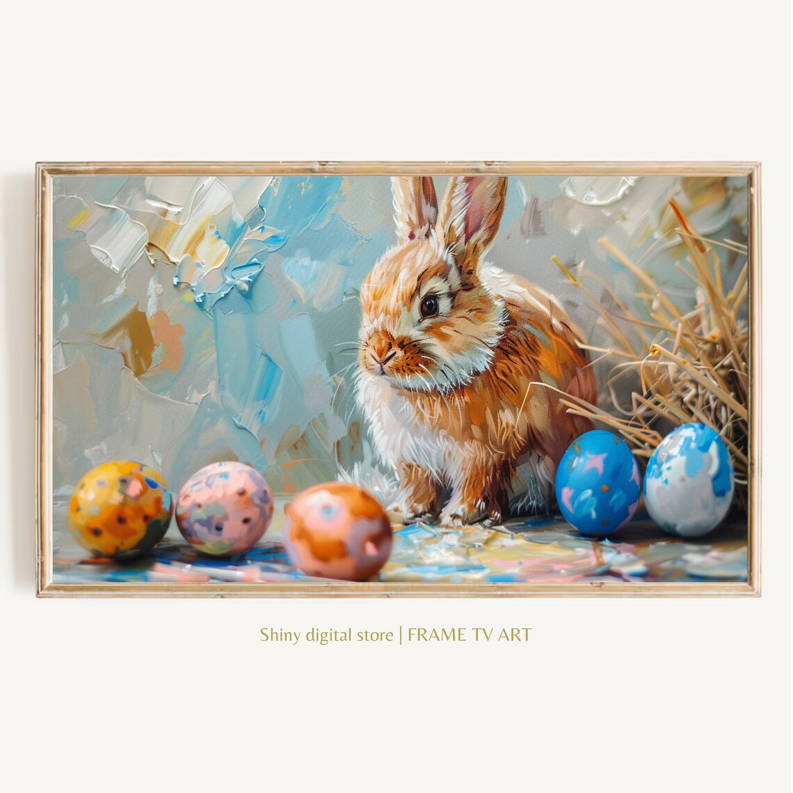 Easter Bunny Frame TV Art, Cute Spring Decor
