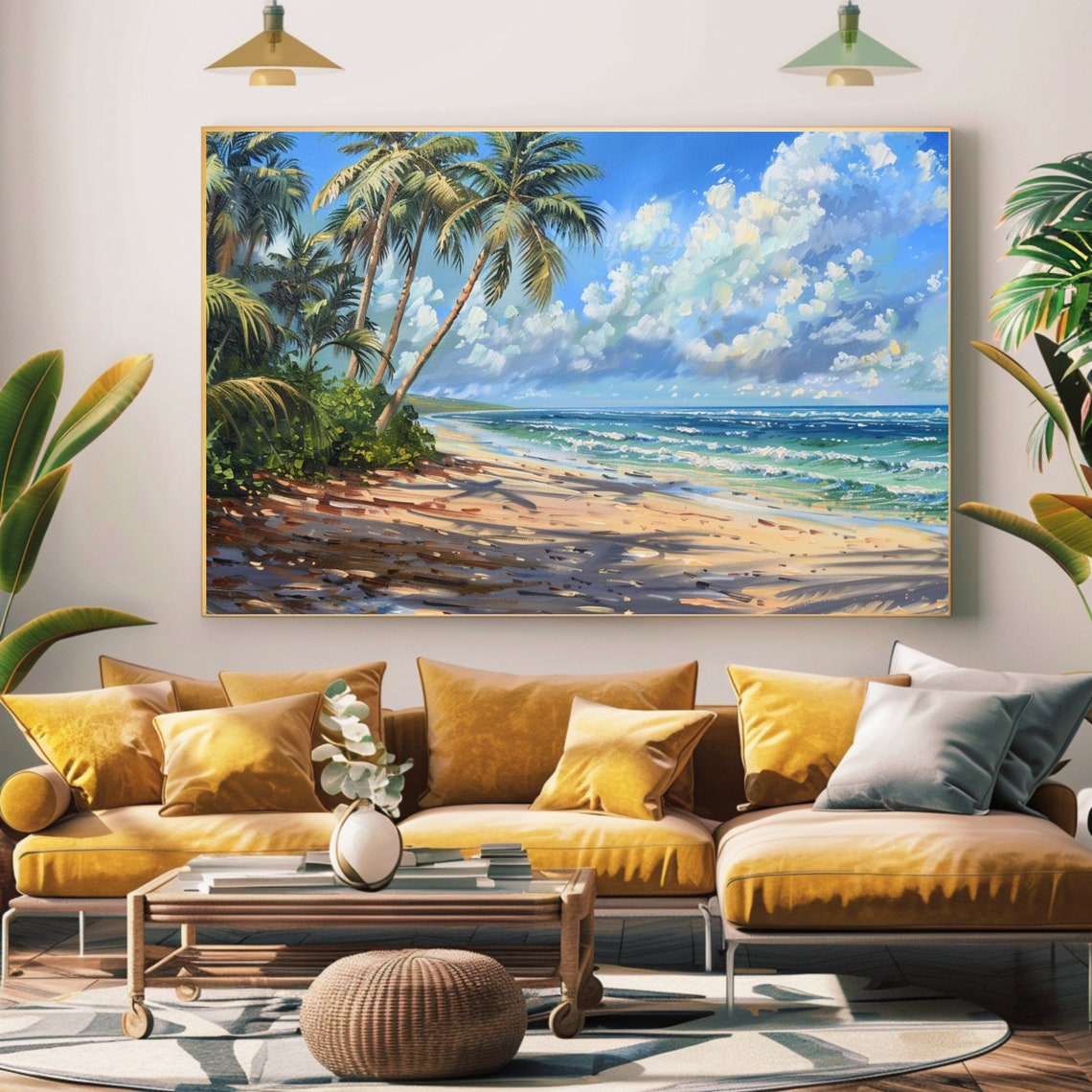 Tropical Palm Trees Beach Turquoise Ocean Summer Travel Poster - Image 3
