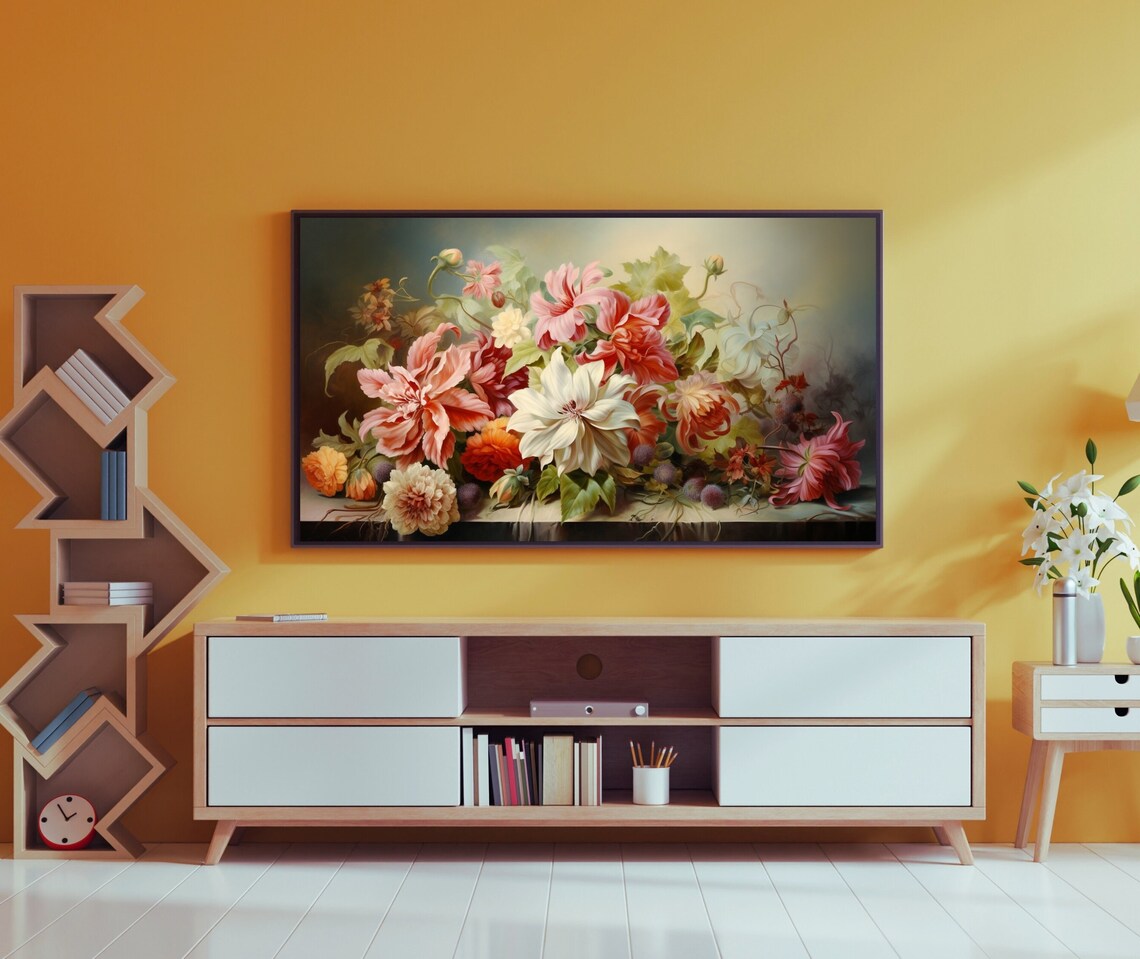 Lush Spring Floral Bouquet Vintage Still Life Garden Flower Print - Image 3