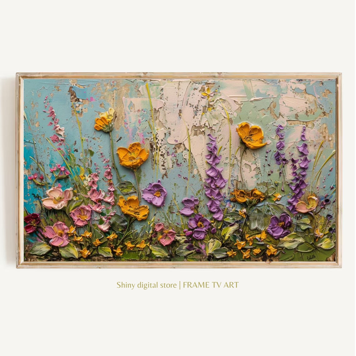 Textured Wildflowers Lupine Poppy Palette Knife Spring Art Poster