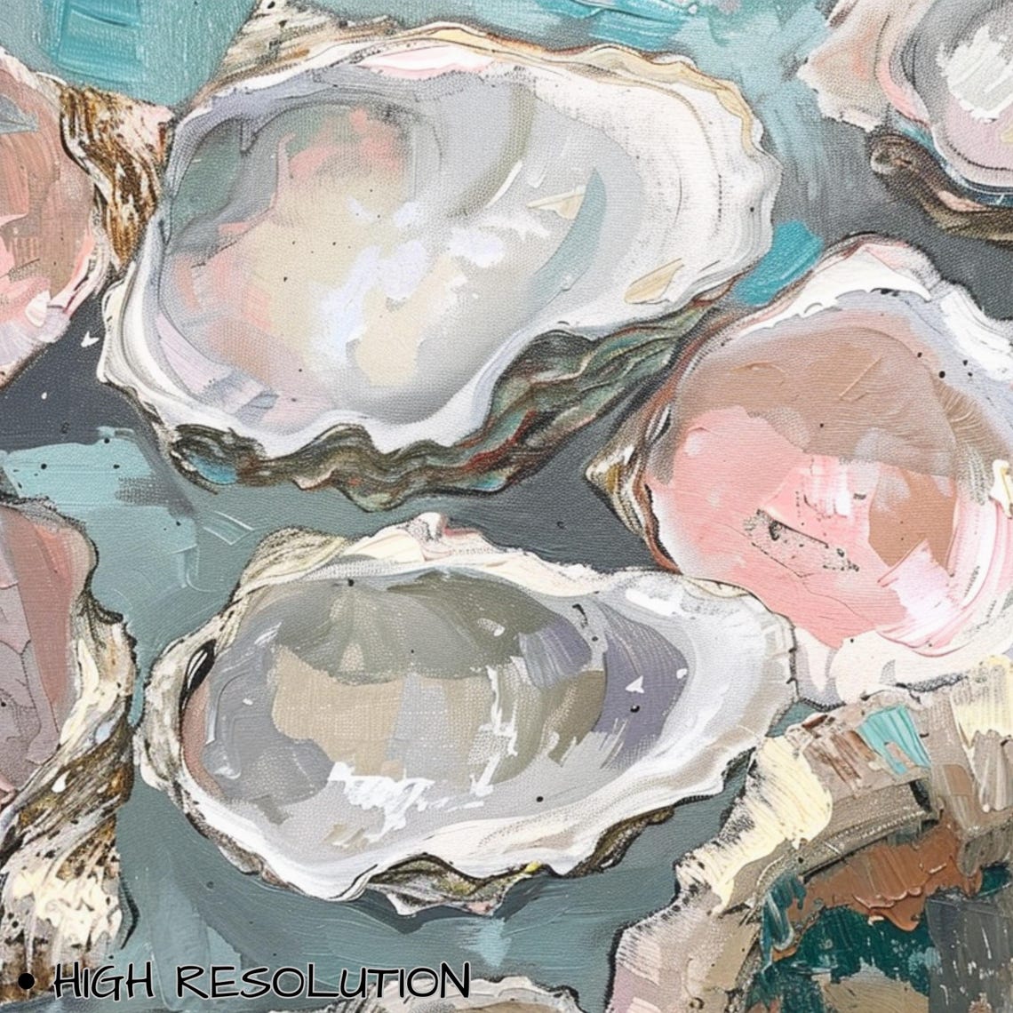 Abstract Oyster Shells Pastel Coastal Textured Colorful Art Poster - Image 3