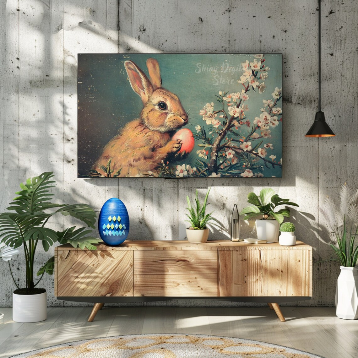 Funny Rabbit Easter Decor, Holiday Art Print - Image 2