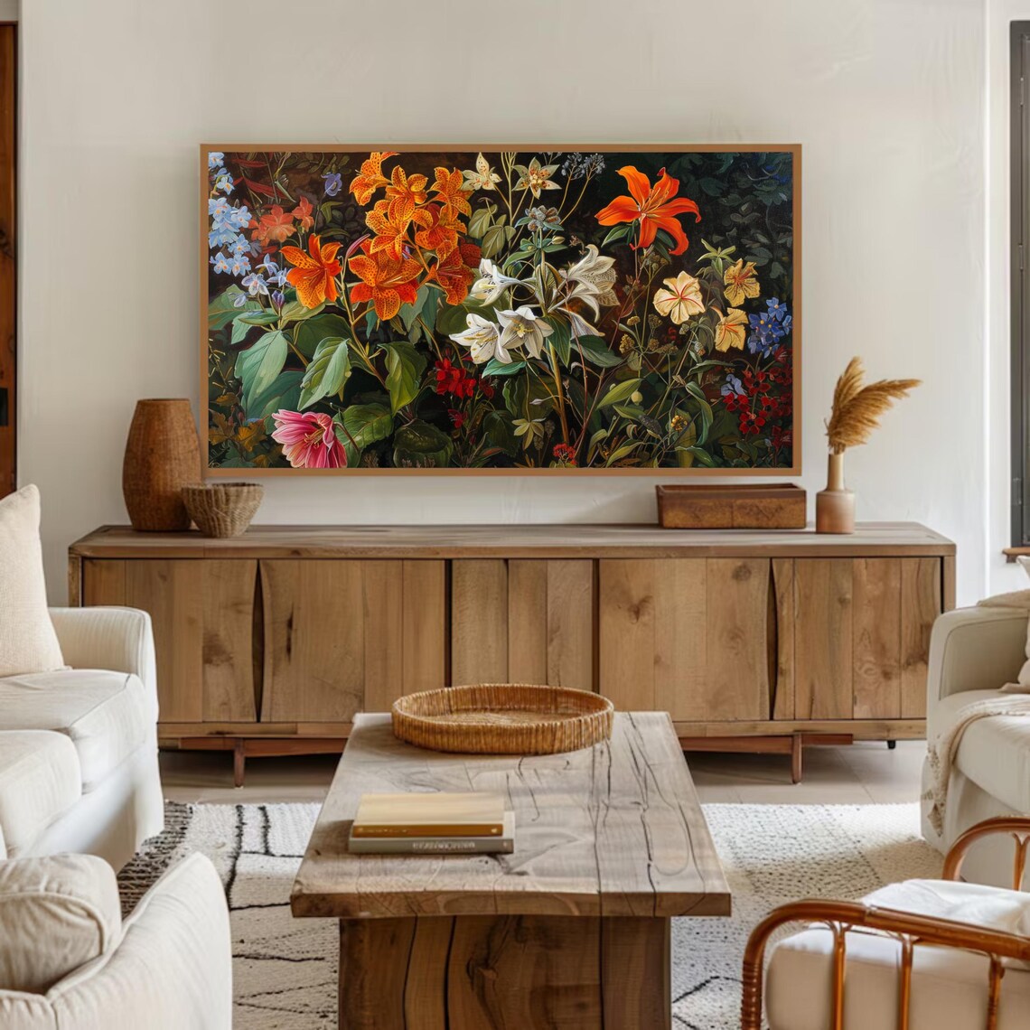 Autumn Botanical Tiger Lilies Dark Moody Fall Floral Art Poster - Image 2