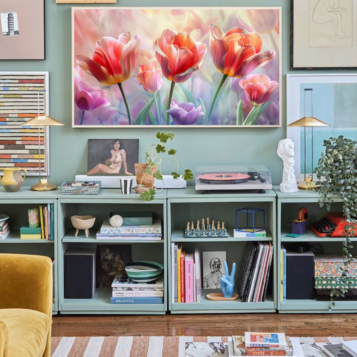 Spring Soft Floral Tulip Easter Art - Image 2