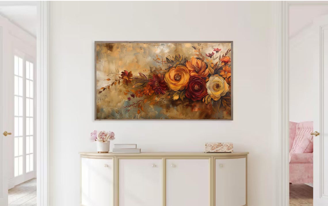 Autumn Wildflower Bouquet Warm Rustic Floral Painting Poster - Image 2