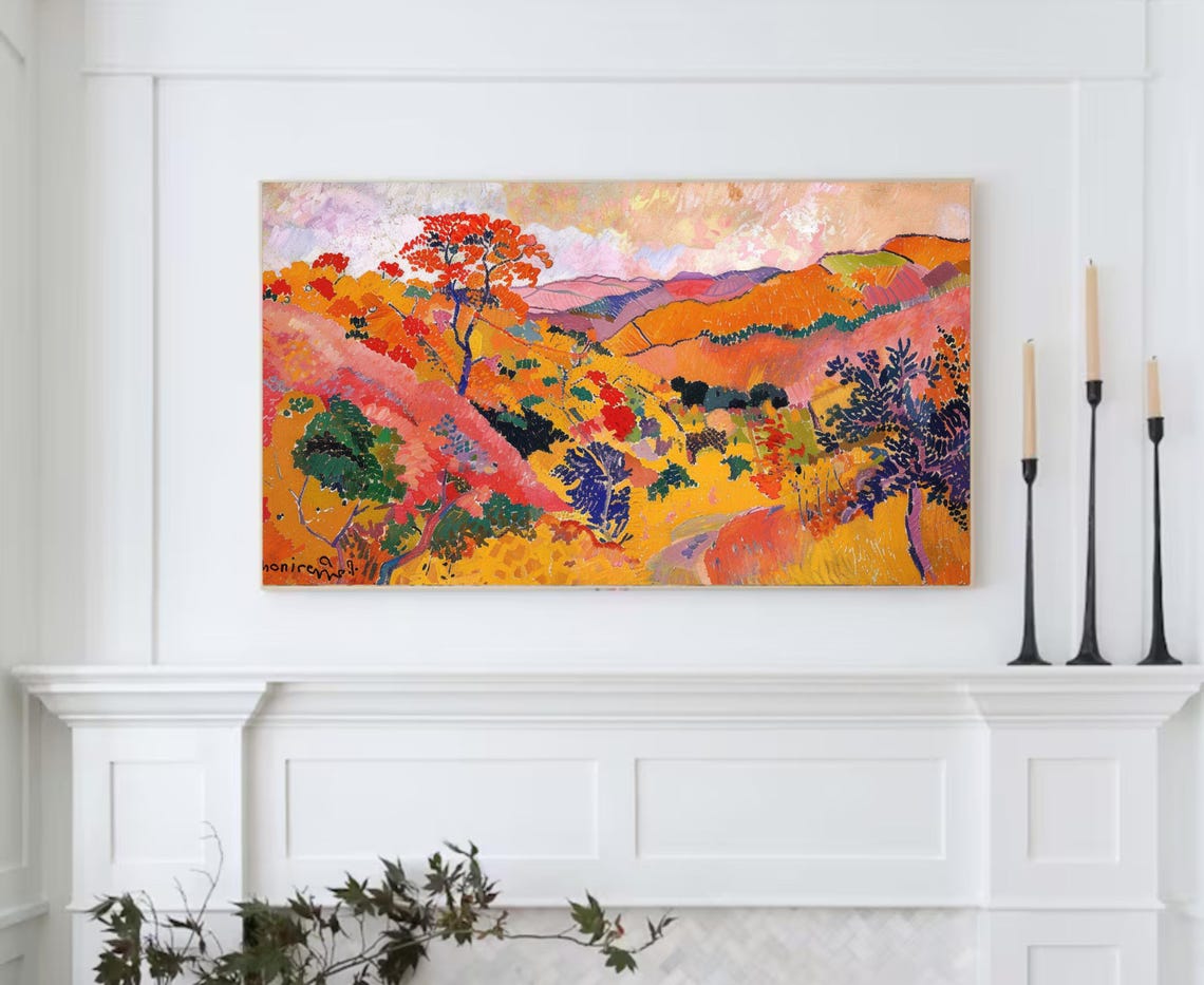 Fauvist Autumn Hills Bold Color Fall Landscape Expressive Poster - Image 2