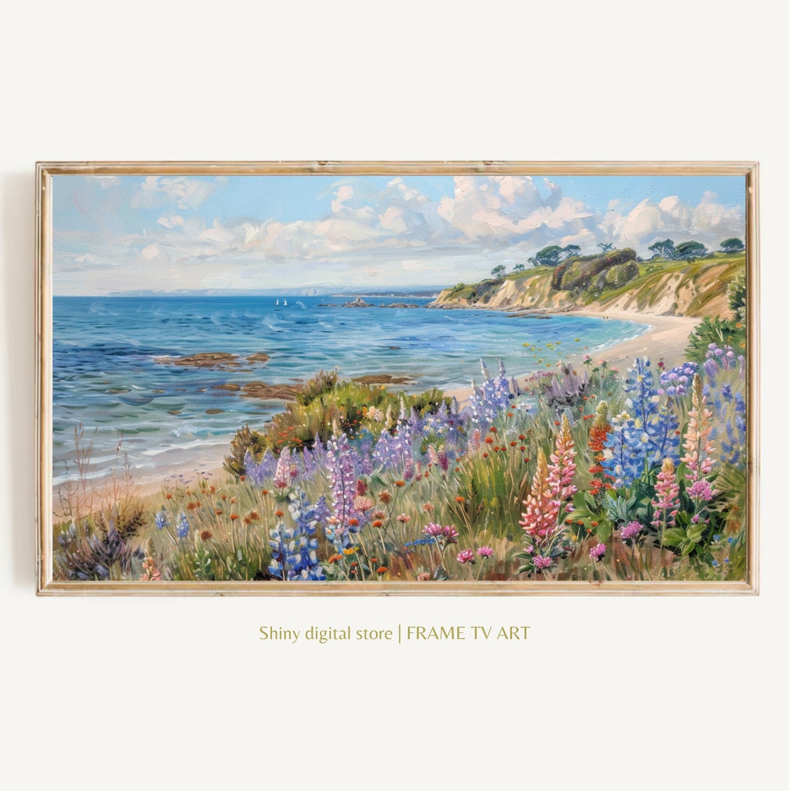 Coastal Wildflower Tv Art Summer Tv Art Frame Tv Art Spring Tv Art Wildflower Art Beach Decor Vintage Beach Tv Art Floral Art