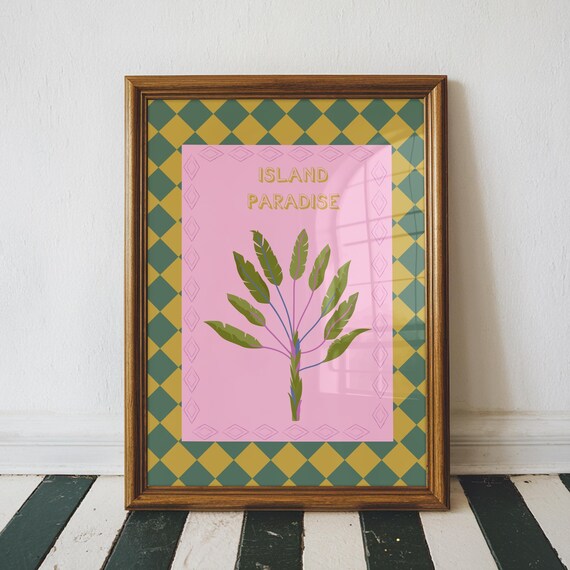 Island Paradise Print Tropical Home Decor Colorful Wall Art Botanical Unframed