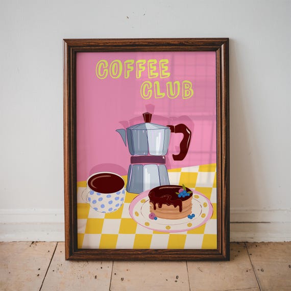 Coffee Club Breakfast Wall Art Print Kitchen Slow Mornings Minimalist