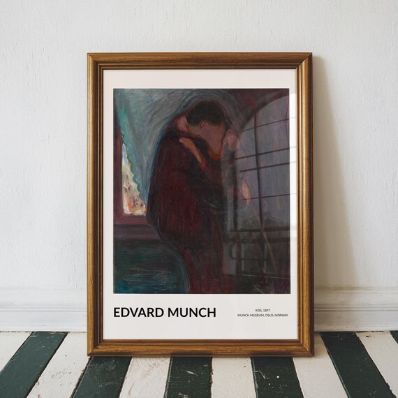Edvard Munch The Kiss 1897 Lovers Embrace Painting Art Poster