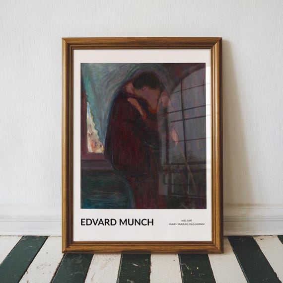 Kiss By Edvard Munch Famous Painter Prints Fine Art Decor Vintage Poster Wall