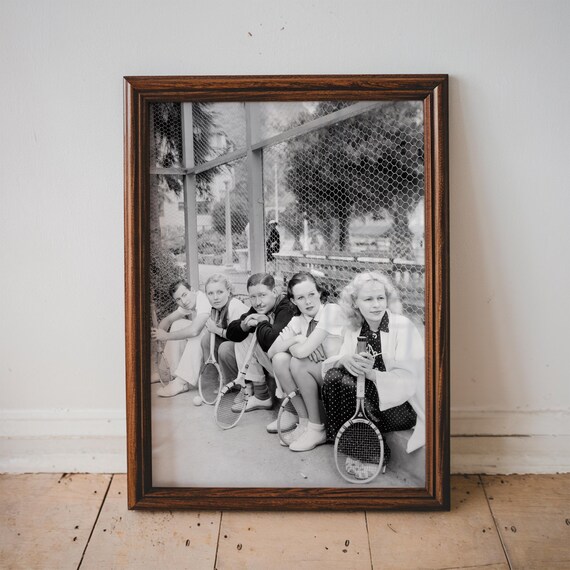 Vintage Tennis Group Photo Players Antique Black White Sports Photography Poster