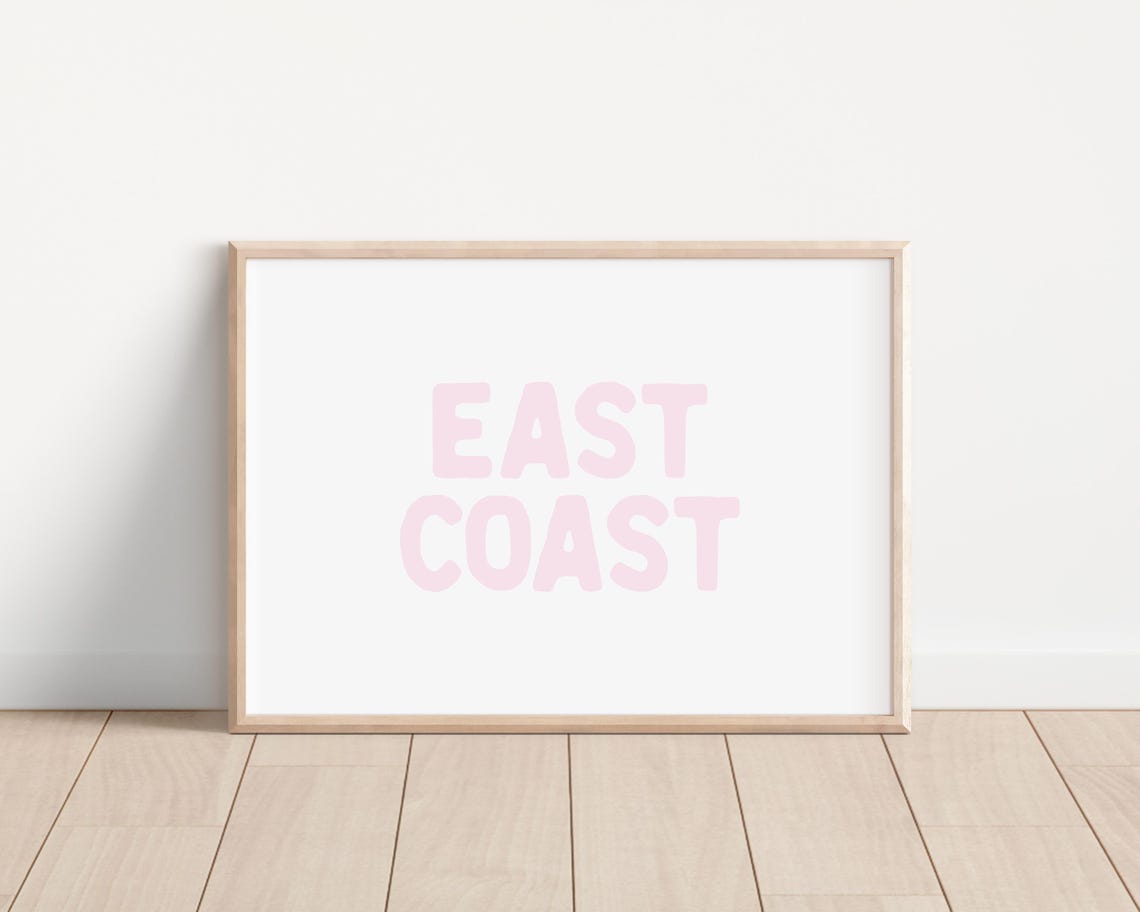 East Coast Pink Bubble Letters Retro Typography Beach Art Poster - Image 3