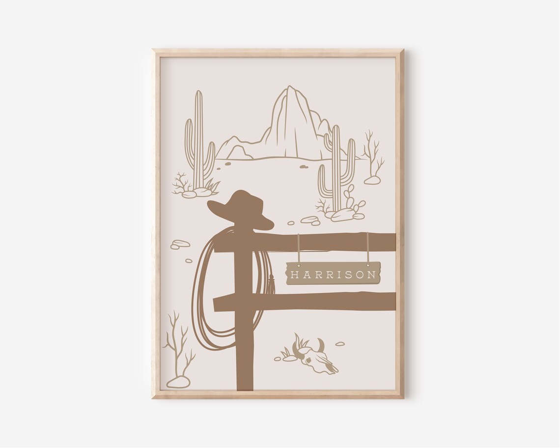 Cowboy Neutral Nursery Art Print, Western Decor - Image 2