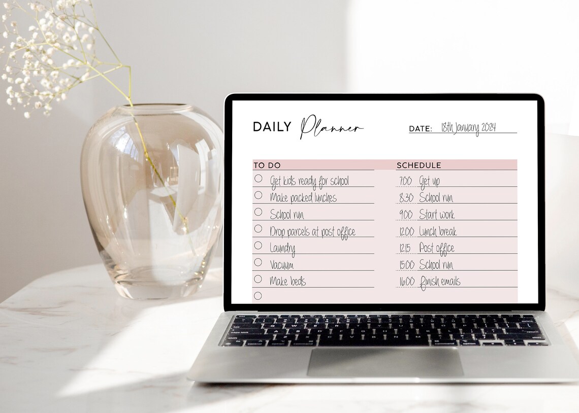 Daily Schedule Planner Print To Do List Fillable Instant Download - Image 2