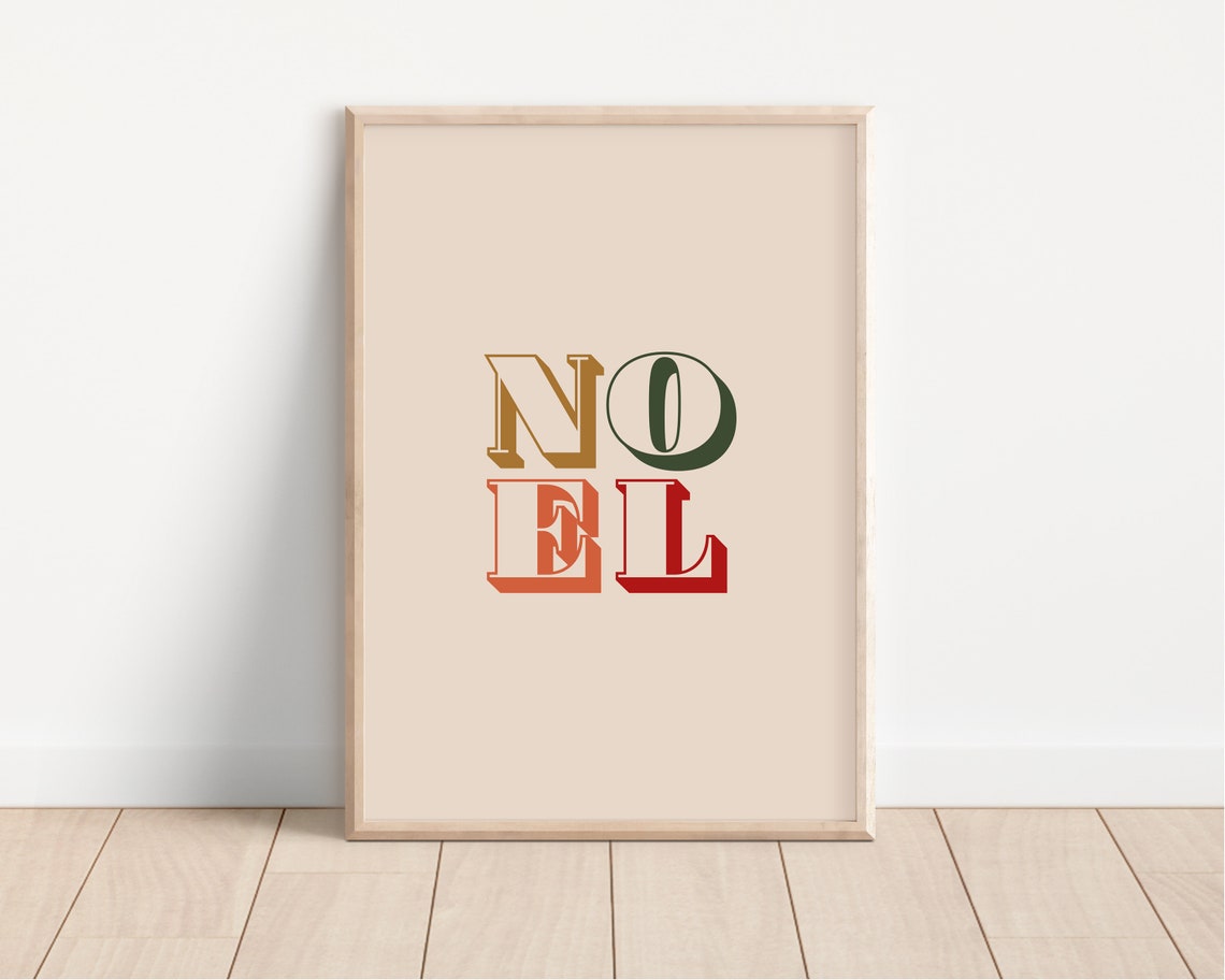 Noel Retro Typography Red Gold Green Christmas Holiday Poster - Image 4