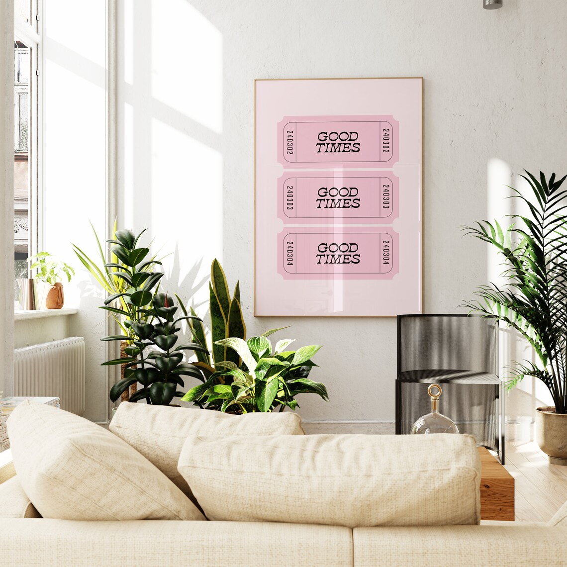 Good Times Pink Retro Ticket Stubs Blush Trendy Dorm Wall Poster - Image 2