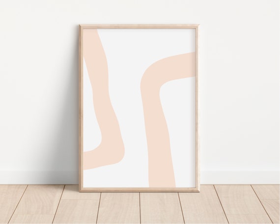 Peachy Pink Modern Abstract Print Organic Minimalist Wall Art Modern Art Print Peach Wall Art Pink Prints Wall Art