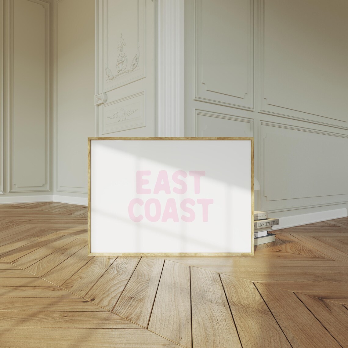 East Coast Pink Bubble Letters Retro Typography Beach Art Poster - Image 2