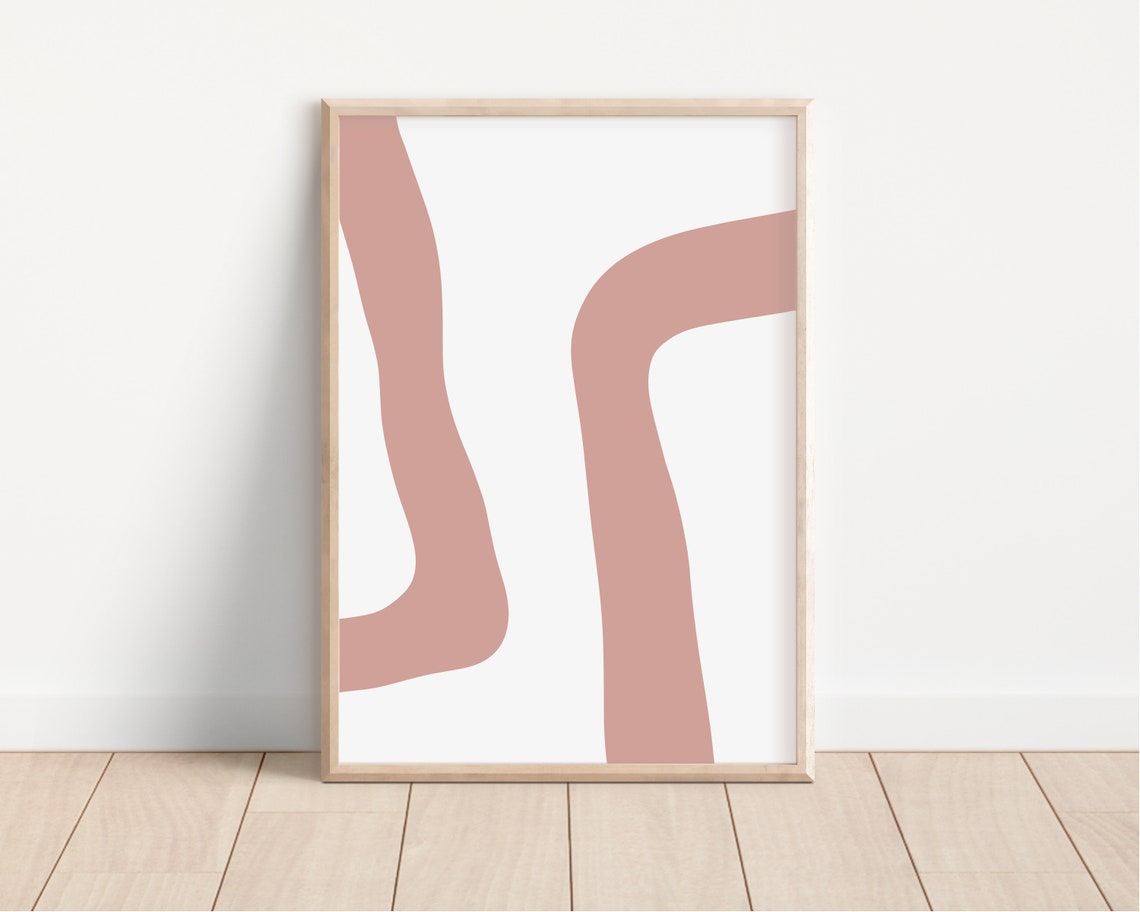 Dusty Rose Wavy Organic Shapes Minimalist Abstract Neutral Poster - Image 2