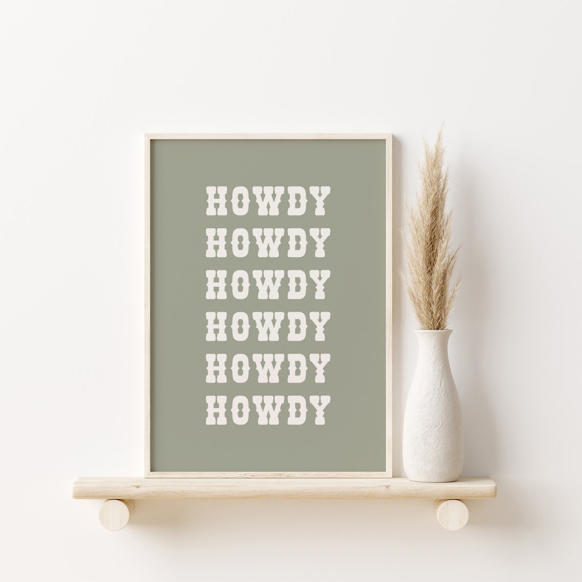 Howdy Stacked Typography Sage Green Western Retro Print Decor - Image 2