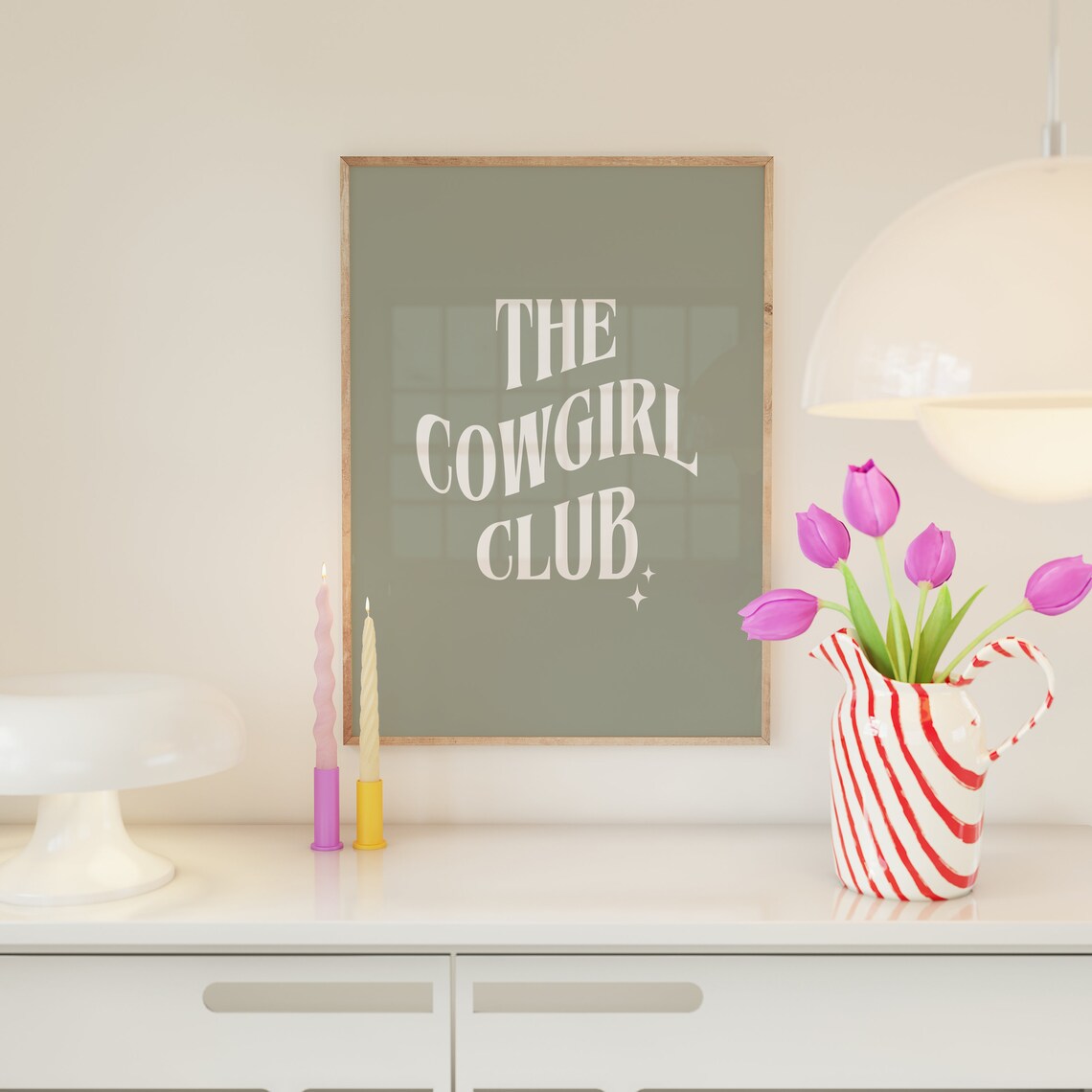 The Cowgirl Club Sage Green Western Typography Trendy Decor Poster - Image 3