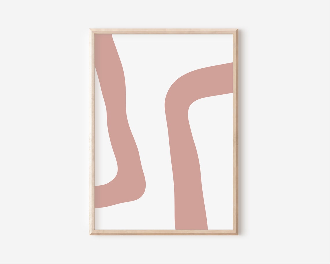 Dusty Rose Wavy Organic Shapes Minimalist Abstract Neutral Poster - Image 3