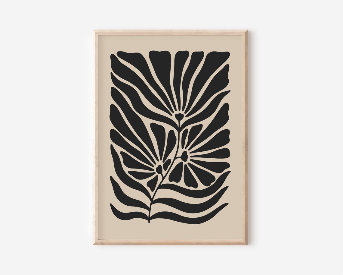 Black Tropical Leaf Bold Botanical Minimalist Cream Decor Poster - Image 6