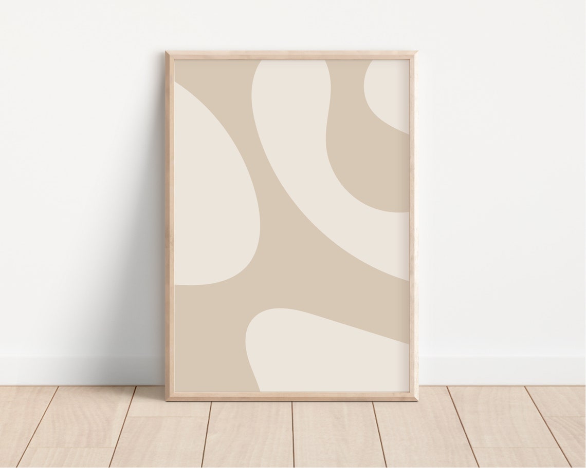 Beige Organic Wave Curves Minimalist Neutral Modern Decor Poster - Image 2