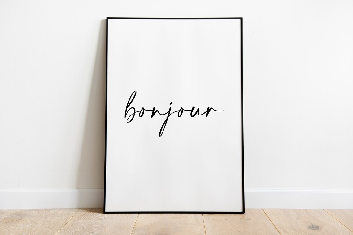 Bonjour French Quote Poster, Gallery Wall Art - Image 2