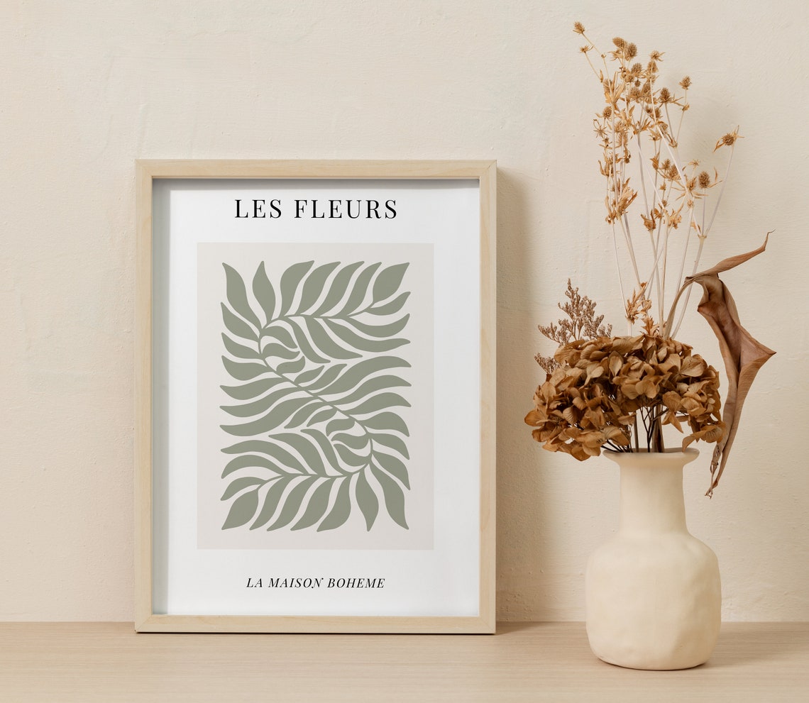 Les Fleurs Sage Green Botanical Frond French Boho Decor Poster - Image 3