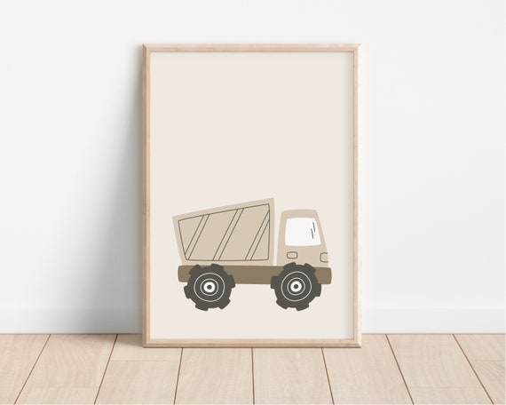 Construction Vehicle Print, Neutral Nursery Art Print