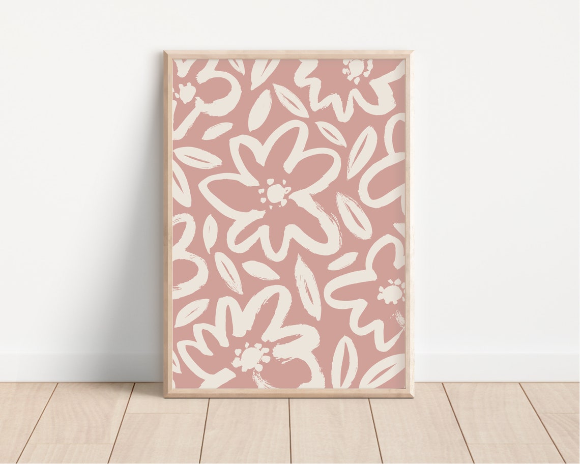 Dusty Pink Flowers Print Floral Wall Art Girls Nursery Print Girls Room Wall Art Flower Print Girls Room Decor Wall Art - Image 3
