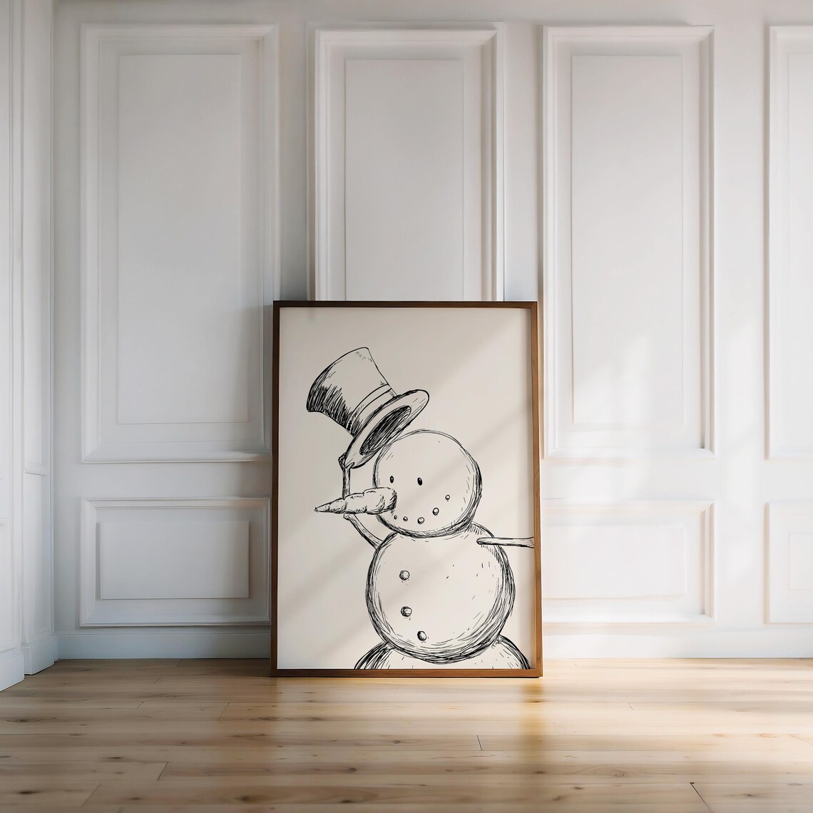 Snowman Print, Neutral Christmas Wall Art - Image 2