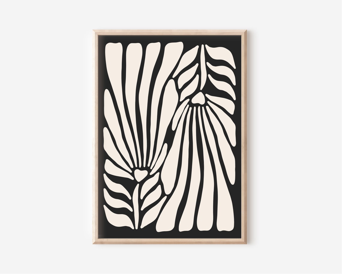Black Cream Tropical Palm Leaves Bold Botanical Minimalist Poster - Image 6