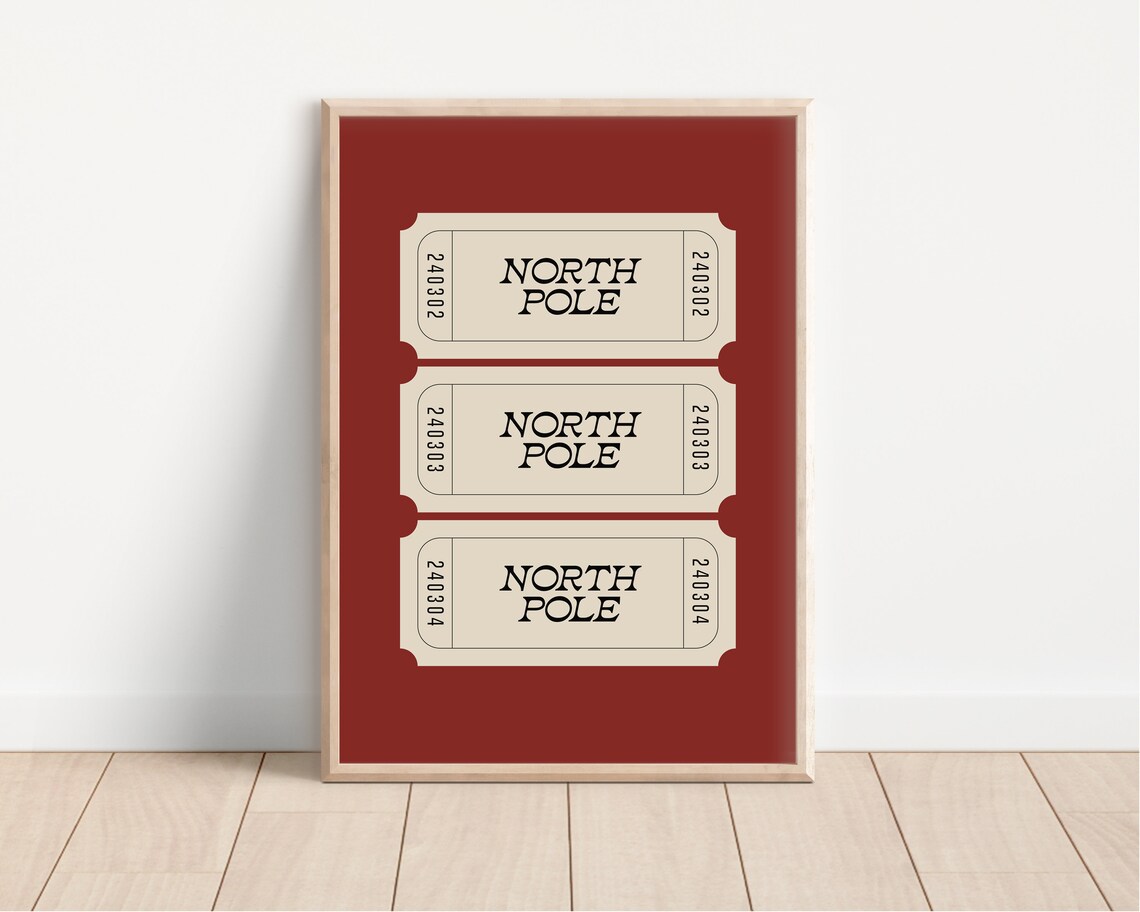 North Pole Tickets Vintage Christmas Poster For Festive Homes - Image 3