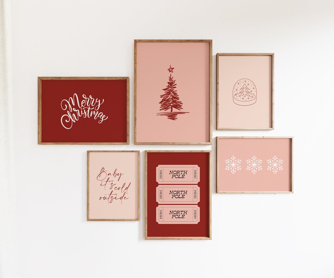 Christmas Gallery Wall Set, North Pole Ticket Art - Image 5