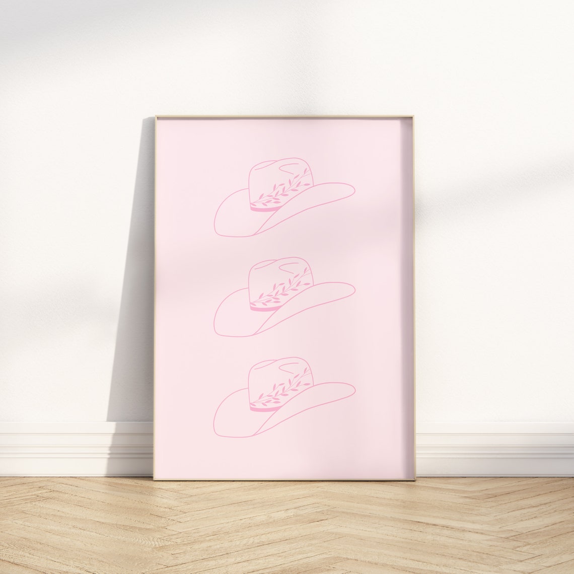 Pink Cowgirl Hat Print Western Art Print Cowboy Art Print Cowgirl Hat Print Trendy Wall Art Dorm Room Wall Art Wall Art - Image 2