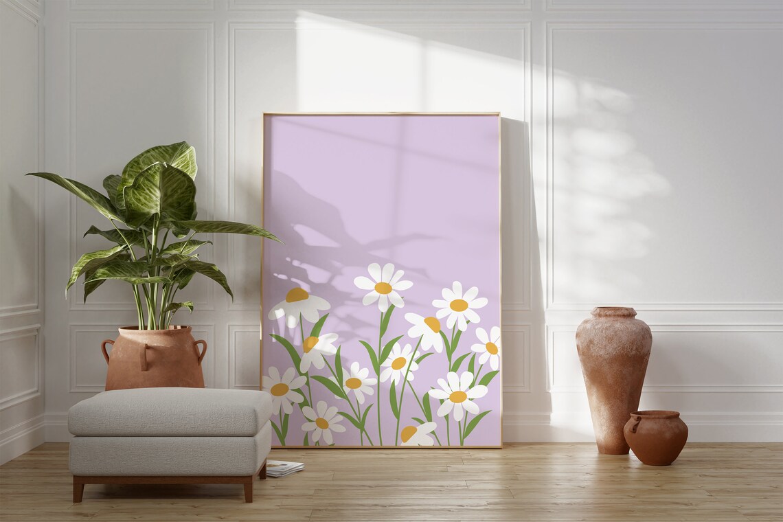 Daisy Print Boho Floral Art Print, Girls Room Decor - Image 4