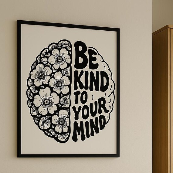 Mental Health Poster, Inspirational Brain Illustration