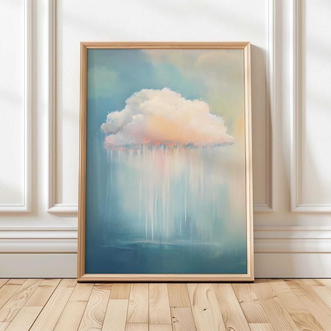 Dreamy Pastel Cloud Reflection Serene Blue Abstract Wall Art