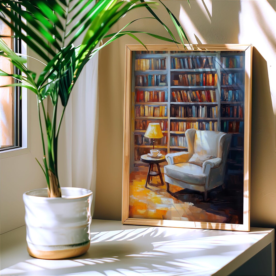 Cozy Reading Nook Armchair Library Oil Painting Book Decor Poster - Image 5