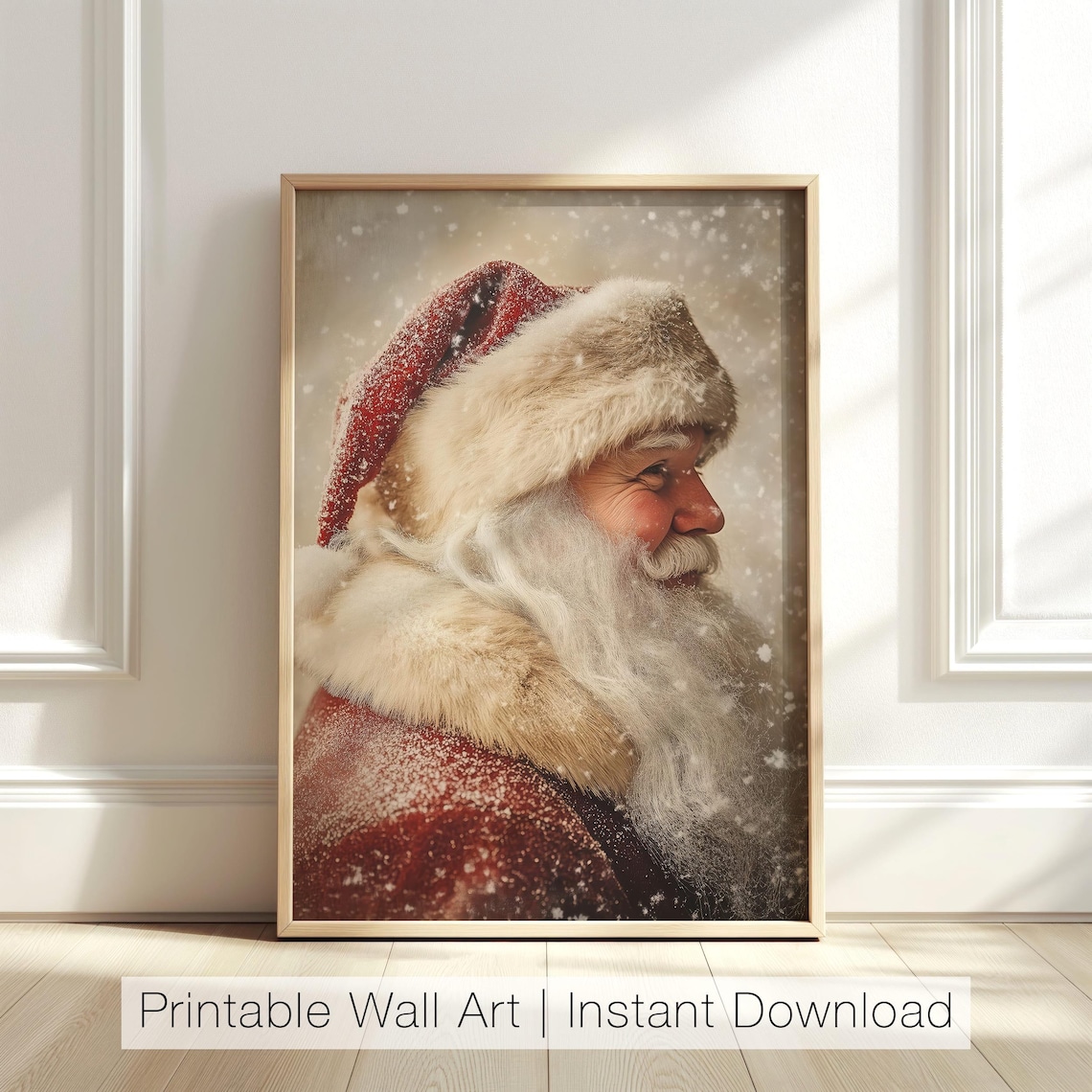 Vintage Santa Claus Holiday Art Print, Retro Decor